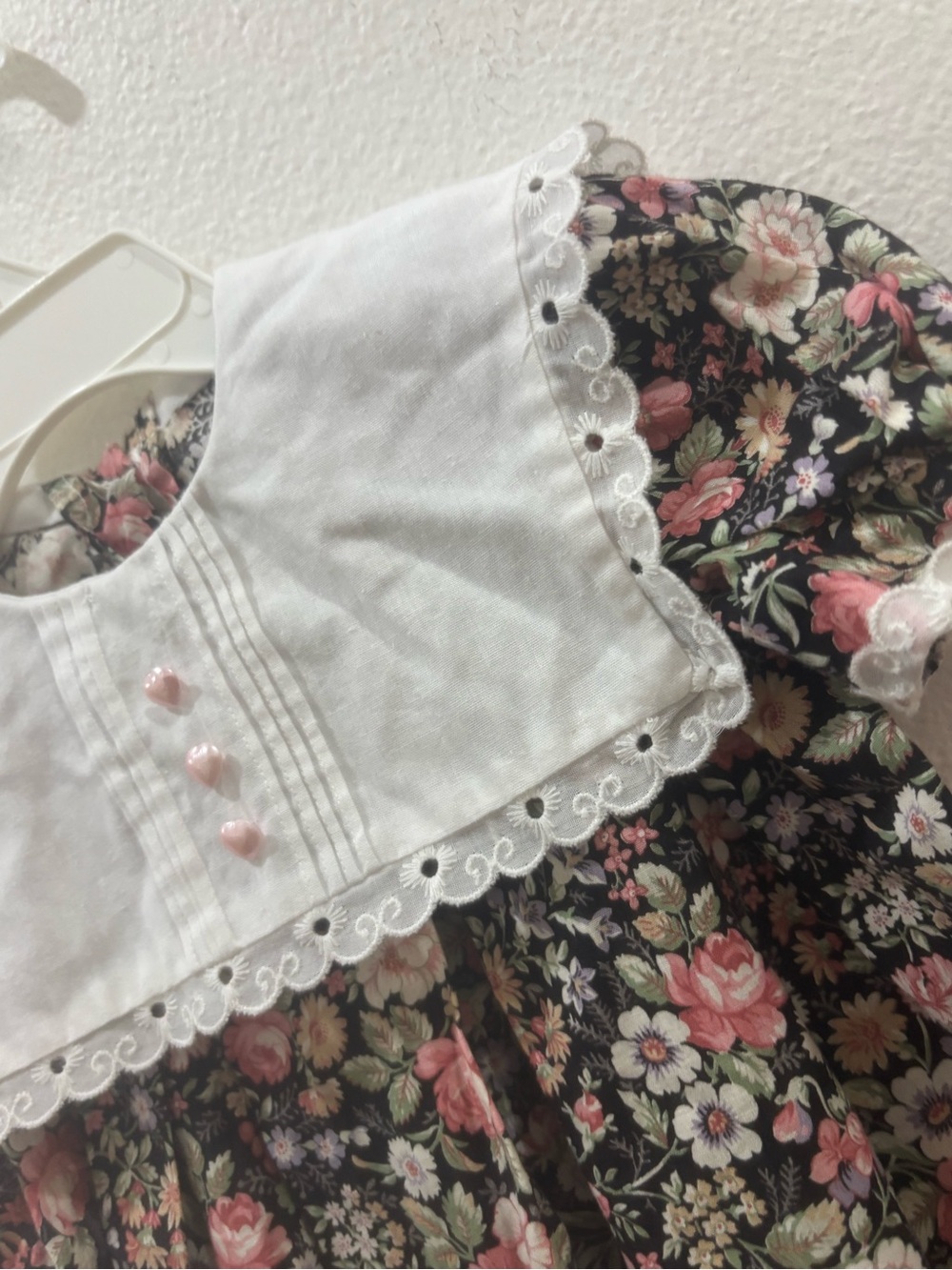 Handmade Vintage Floral Prairie Dress Cottagecore Peter Pan Collar 12-18 month - Picture 3 of 7